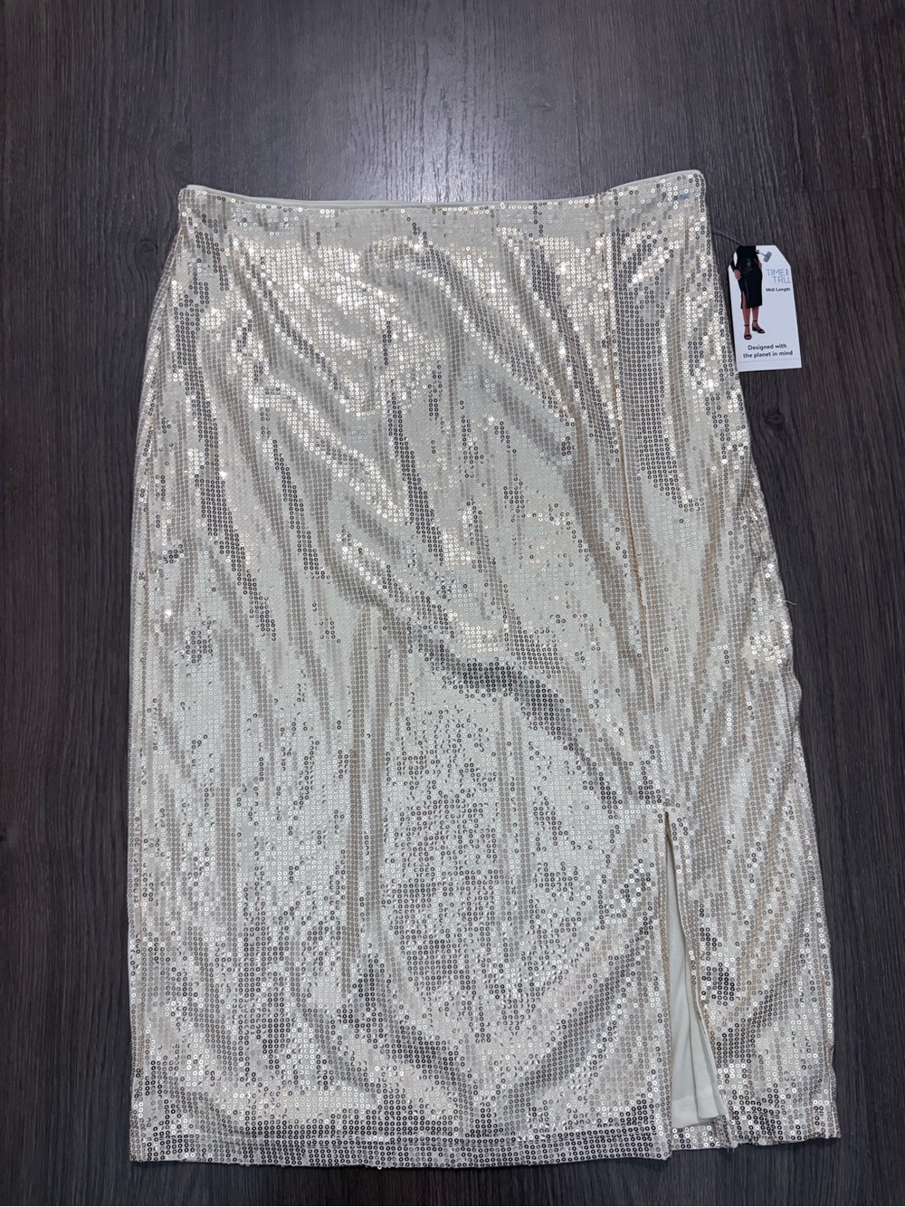 Time and Tru Sequin Midi Skirt - Champagne Gold